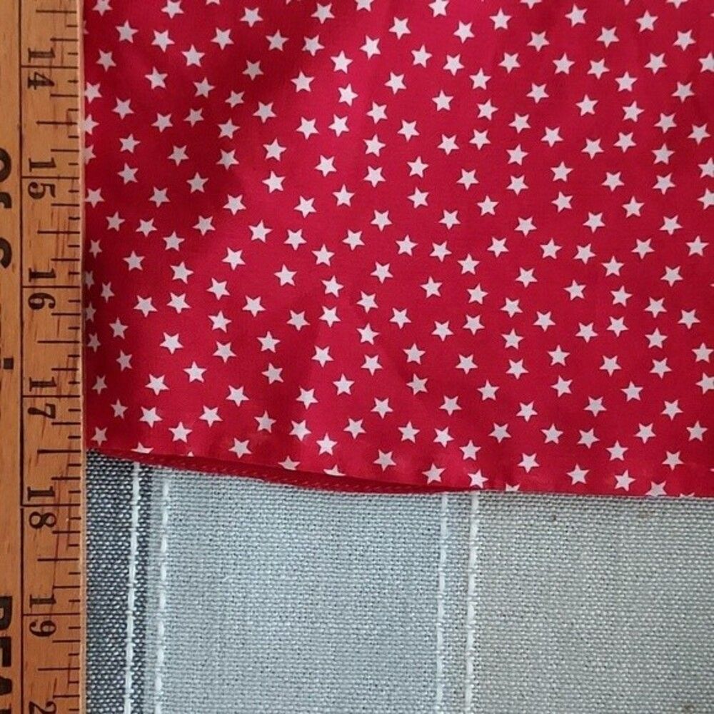Urban Outfitters M Red White Stars Tie Waist Bell Sleeve Blouse Crop America NWT - Picture 12 of 16
